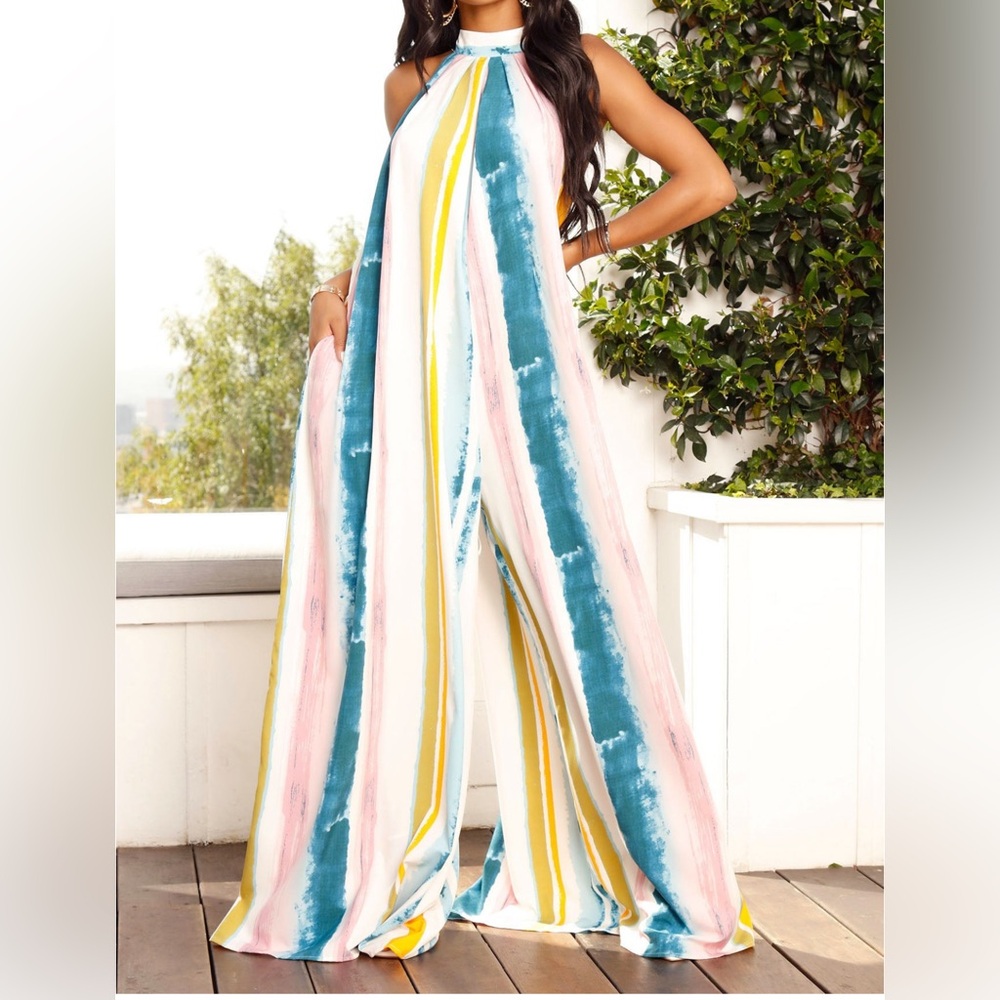 Yellow combo printed jumpsuit